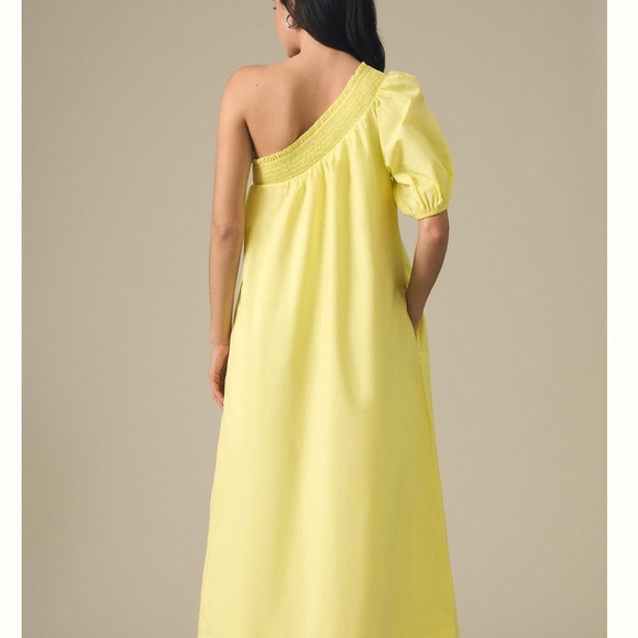 Anthropologie Maeve One shoulder dress yellow 2 X new without tags - Picture 4 of 5